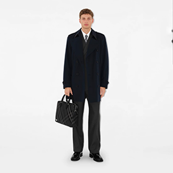 burberry grid check leather trimmed briefcase